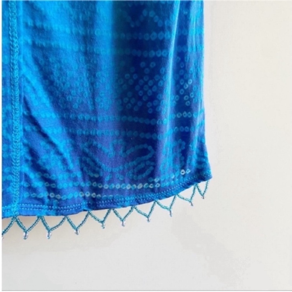 Free People Shibori shirt blue ombré burnout beaded sheer - Picture 4 of 11